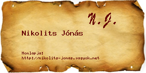 Nikolits Jónás névjegykártya